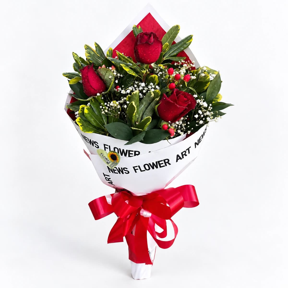 Buque com 3 Rosas Nacionais - Vermelhas ou Coloridas